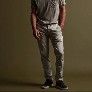 JAMES PERSE MENS White COTTON LINEN CUFFED TROUSER elastic waist 0